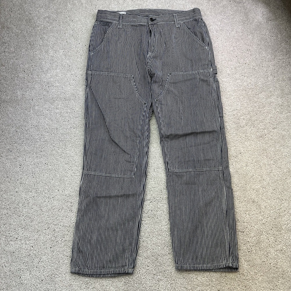 GAP Double-Knee Railroad Striped Pants Carpenter Jeans 34x30 Blue Workwear